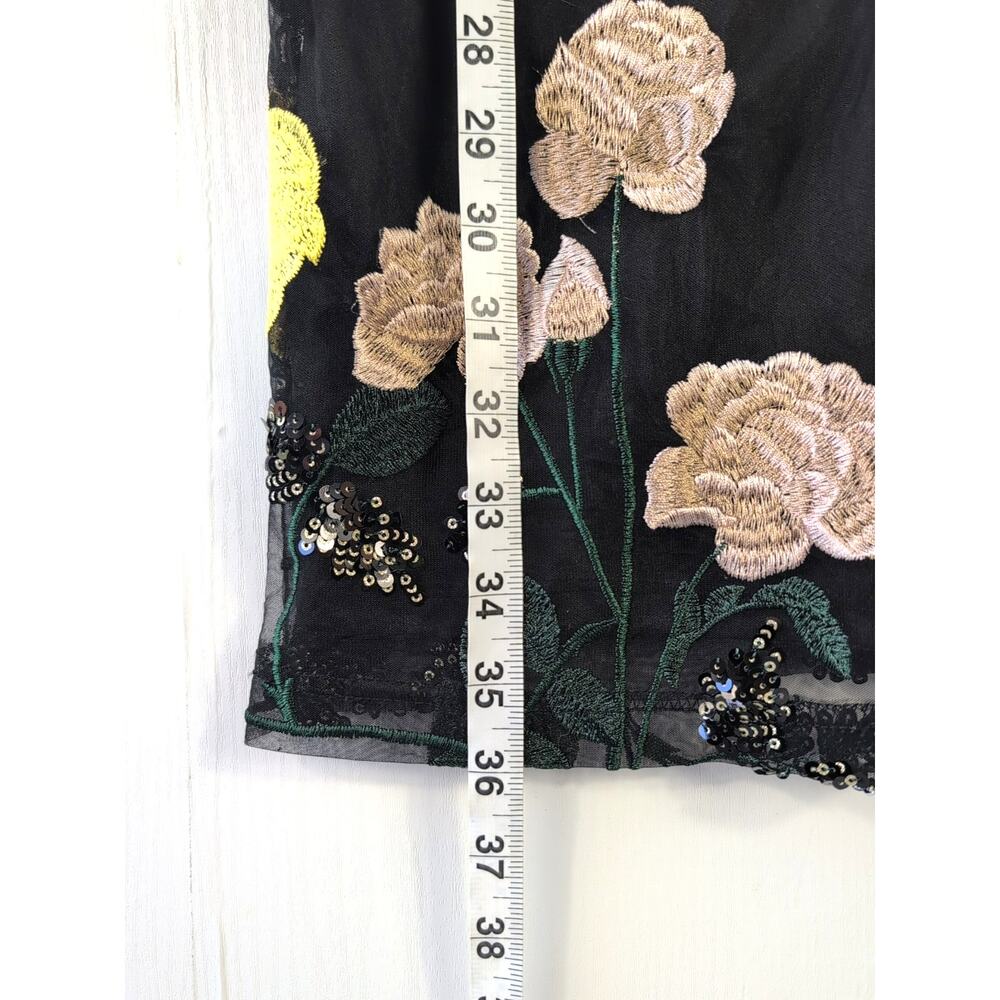 Lulu's Rue Black Floral Embroidered Sequin Bodycon Mini Dress Size XS - Picture 5 of 14